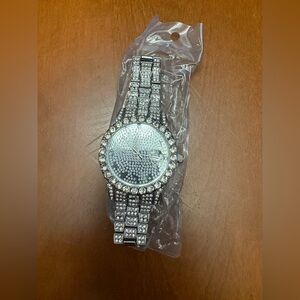 Men's Silver Crystal Bracelet Watch